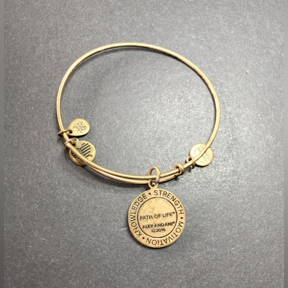 Alex and Ani expandable bracelet, gold tone, path of life charm, some tarnish - Picture 2 of 2